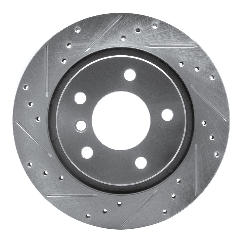 BMW 325CI Brake Rotor (1) - Rear Left - R1 Concepts - Drilled & Slotted - Silver - `99-`06